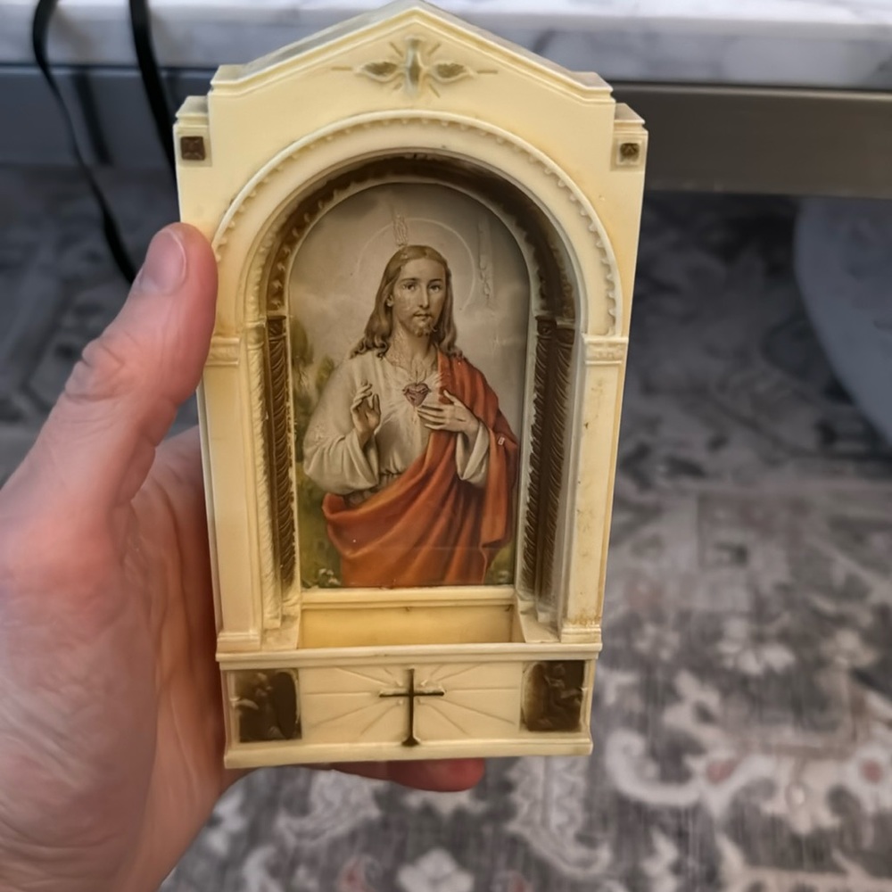 Roman Catholic - Holy Water holder for the Wall. Vintage,  Religious cross